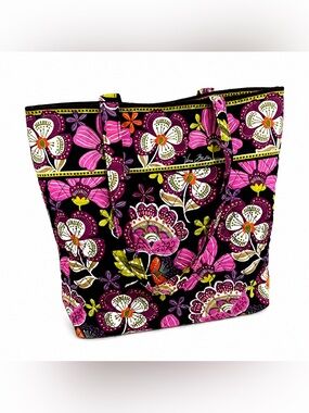 Vera Bradley Pirouette Pink Quilted Tote Bag Retired Floral Shoulder Bag